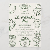 Met de hand getekende krabbeldoodles St. Patrick's Kaart (Voorkant)