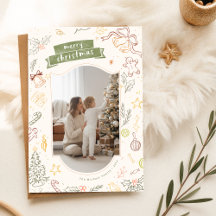 Met de hand getekende krabbelgezin kind foto Kerst