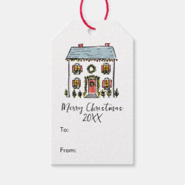 Met de hand getekende krabbels Festieve thuis Kers Cadeaulabel