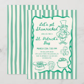 Met de Hand Getekende Krabbels Groene St. Patrick' Kaart (Voorkant / Achterkant)