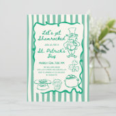 Met de Hand Getekende Krabbels Groene St. Patrick' Kaart (Staand voorkant)