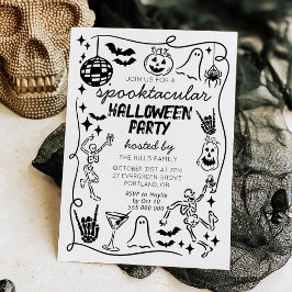 Met de Hand Getekende Krabbels Whimsicale Hallowee Kaart