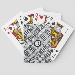 Met de hand getekende krabbeltekening in zwart en pokerkaarten
