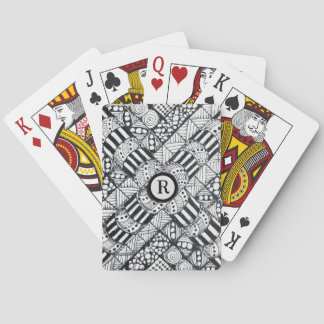 Met de hand getekende krabbeltekening in zwart en pokerkaarten