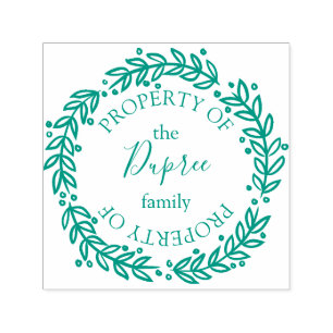 Met de hand getekende krans Eigendom van Naam Zelfinktende Stempel