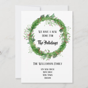 Met de hand getekende krans Nieuw huis voor de fee Feestdagenkaart