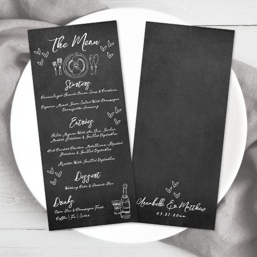 Met de Hand Getekende Krijtbord Whimsical Bruiloft Menu