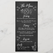 Met de Hand Getekende Krijtbord Whimsical Bruiloft Menu (Voorkant)