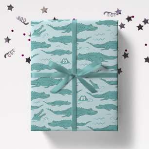 Met de hand getekende krokodil alligator wild dier cadeaupapier