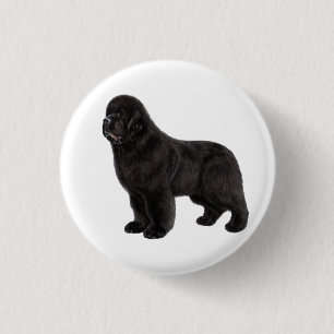Met de hand getekende kunst van een Newfoundlander Ronde Button 3,2 Cm