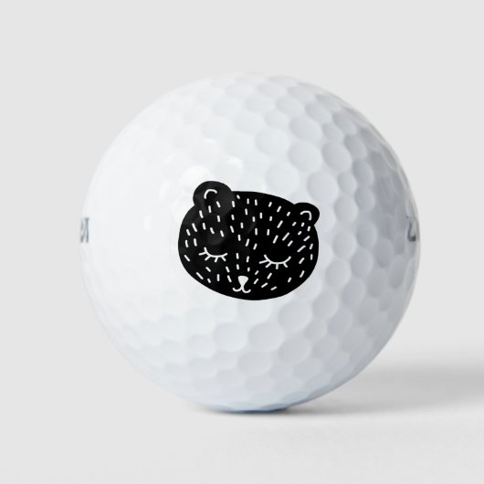 Met de hand getekende kute Happy Sleeping Cat Face Golfballen (Voorkant)