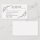 Met de Hand Getekende Laurel Rsvp Informatiekaartje (Voorkant / Achterkant)