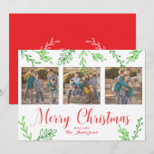 Met de hand getekende lederen kerstfotokaart feestdagenkaart (Voorkant / Achterkant)