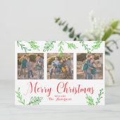 Met de hand getekende lederen kerstfotokaart feestdagenkaart (Staand voorkant)