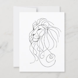Met de Hand Getekende Leeuw - Minimalistische Lijn Briefkaart