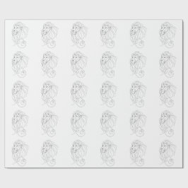 Met de Hand Getekende Leeuw - Minimalistische Lijn Cadeaupapier