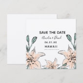 Met de Hand Getekende Lelies Groene Save the Date (Voorkant / Achterkant)