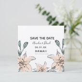 Met de Hand Getekende Lelies Groene Save the Date (Staand voorkant)