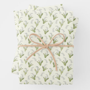 Met de Hand Getekende Lelietje-van-dalen Mooie Len Inpakpapier Vel