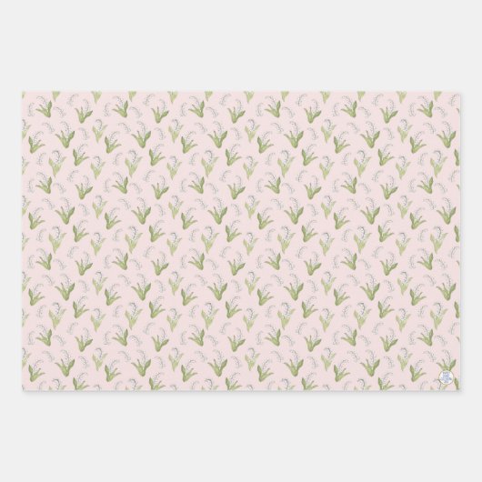Met de Hand Getekende Lelietje-van-dalen Roze Lent Inpakpapier Vel (Voorkant 2)