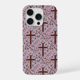 Met de hand getekende Lentekruis en Rozen IPhone H 15 Pro Case