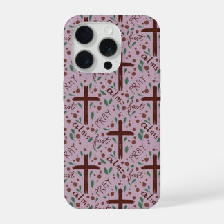 Met de hand getekende Lentekruis en Rozen IPhone H 15 Pro Case