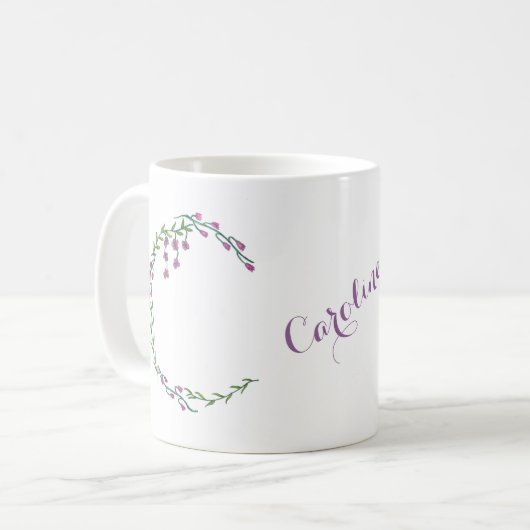 Met de hand getekende letter C Initiaal monogram w Koffiemok (Voorkant links)