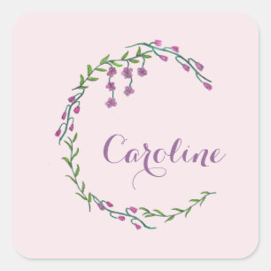 Met de hand getekende letter C Initiaal monogram w Vierkante Sticker