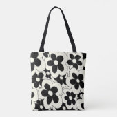 Met de hand getekende leuke bloem zwart wit tote bag (Achterkant)
