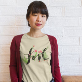 Met de Hand Getekende Liefdesbloemen T-shirt