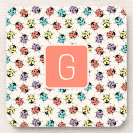 Met de Hand Getekende Lieveheersbeestjes Monogram Bier Onderzetter