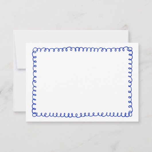 Met de hand getekende lint Franse blauwe trouw-RSV RSVP Kaartje (Achterkant)