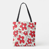 Met de hand getekende lofbloem rood wit tote bag (Achterkant)