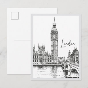 Met de hand getekende Londense straatbeeld oriënta Briefkaart