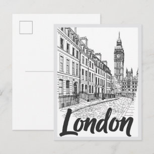 Met de hand getekende Londense straatbeeld oriënta Briefkaart