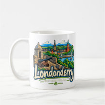 Met de Hand Getekende Londonderry Noord-Ierland Re