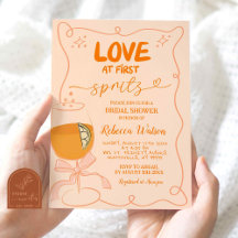 Met de hand getekende Love at First Spritz Bruilof