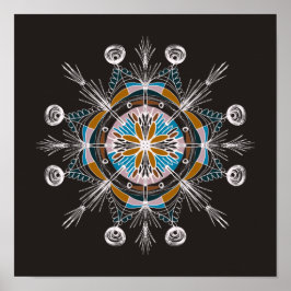Met de Hand Getekende Mandala Doodle Kunst Kleurri Poster