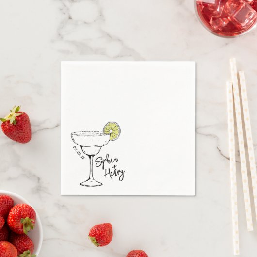 Met de hand getekende Margarita cocktail Servet (Insitu)