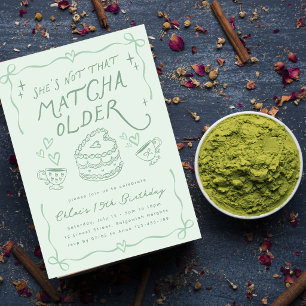 Met de hand getekende Matcha Verjaardag, Groene Th Kaart