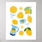Met de hand getekende mediterraan citroen collage poster (Voorkant)