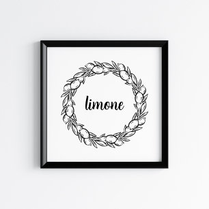 Met de hand getekende mediterrane citroenkrans kun poster