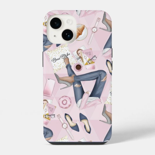 Met de Hand Getekende Meisjesbaas iPhone Hoesje (Achterkant)