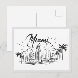 Met de hand getekende Miami Florida USA Briefkaart