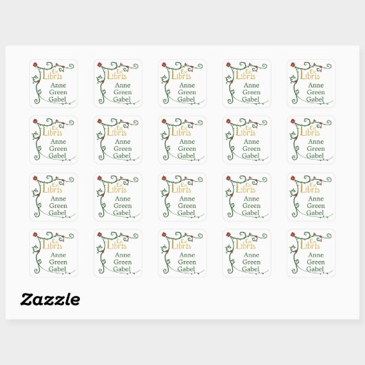 Met de Hand Getekende Middeleeuwse Ex Libris Boekm Vierkante Sticker (Vel)