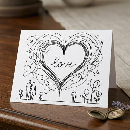 Met de Hand Getekende Minimalistische Liefdeshart  Bedankkaart