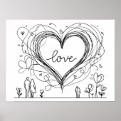 Met de Hand Getekende Minimalistische Liefdeshart Poster (Voorkant)