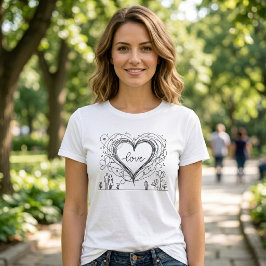 Met de Hand Getekende Minimalistische Liefdeshart  T-shirt
