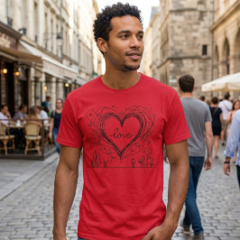 Met de Hand Getekende Minimalistische Liefdeshart  T-shirt