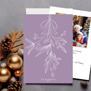 Met de Hand Getekende Mistletoe & Strik Kerstmis A Feestdagenkaart